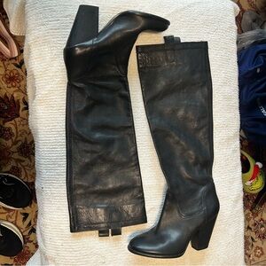 Black Leather Knee-High Boots
